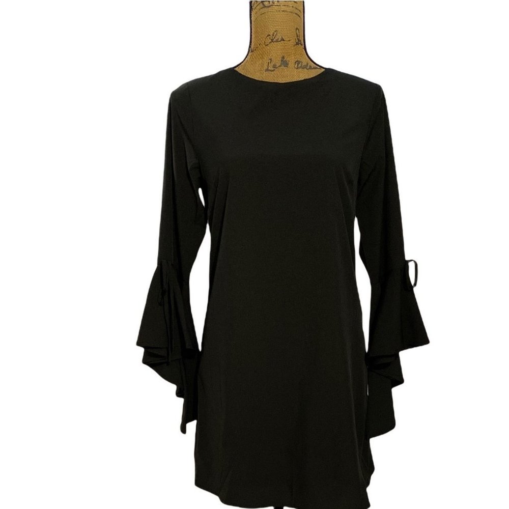 Dee Elly S Shift Dress Goth Black Angel Bell Sl Back Keyhole Flirty Cute